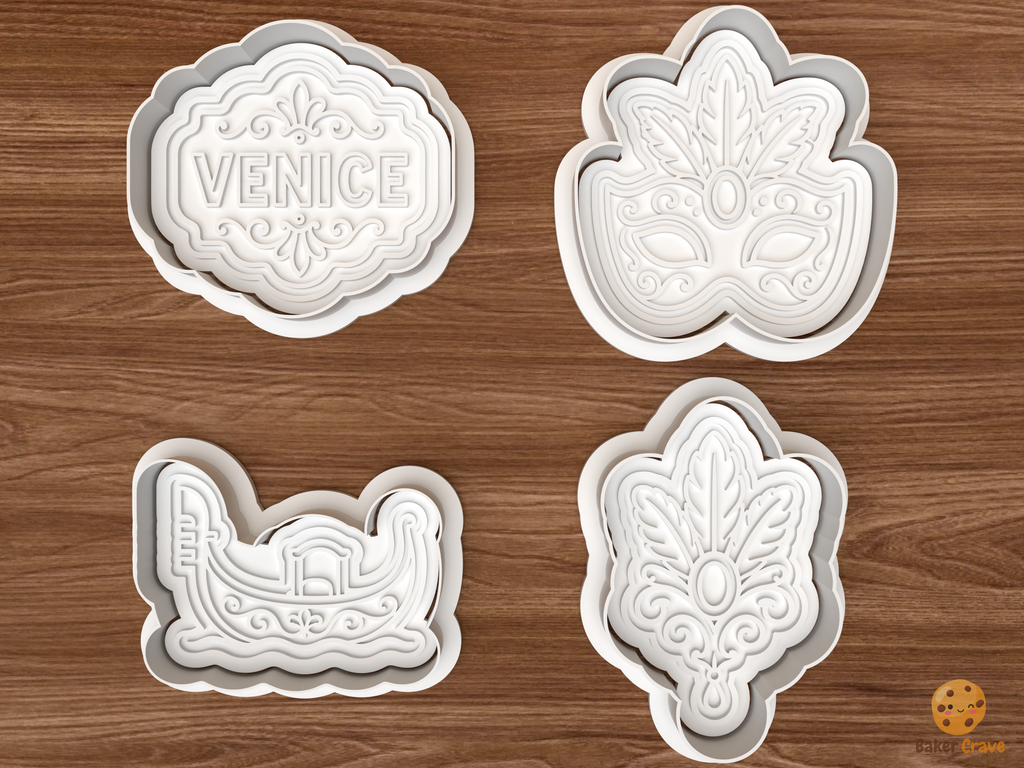 Venice Carnival Cookie Cutter Set STL File - 01 set main