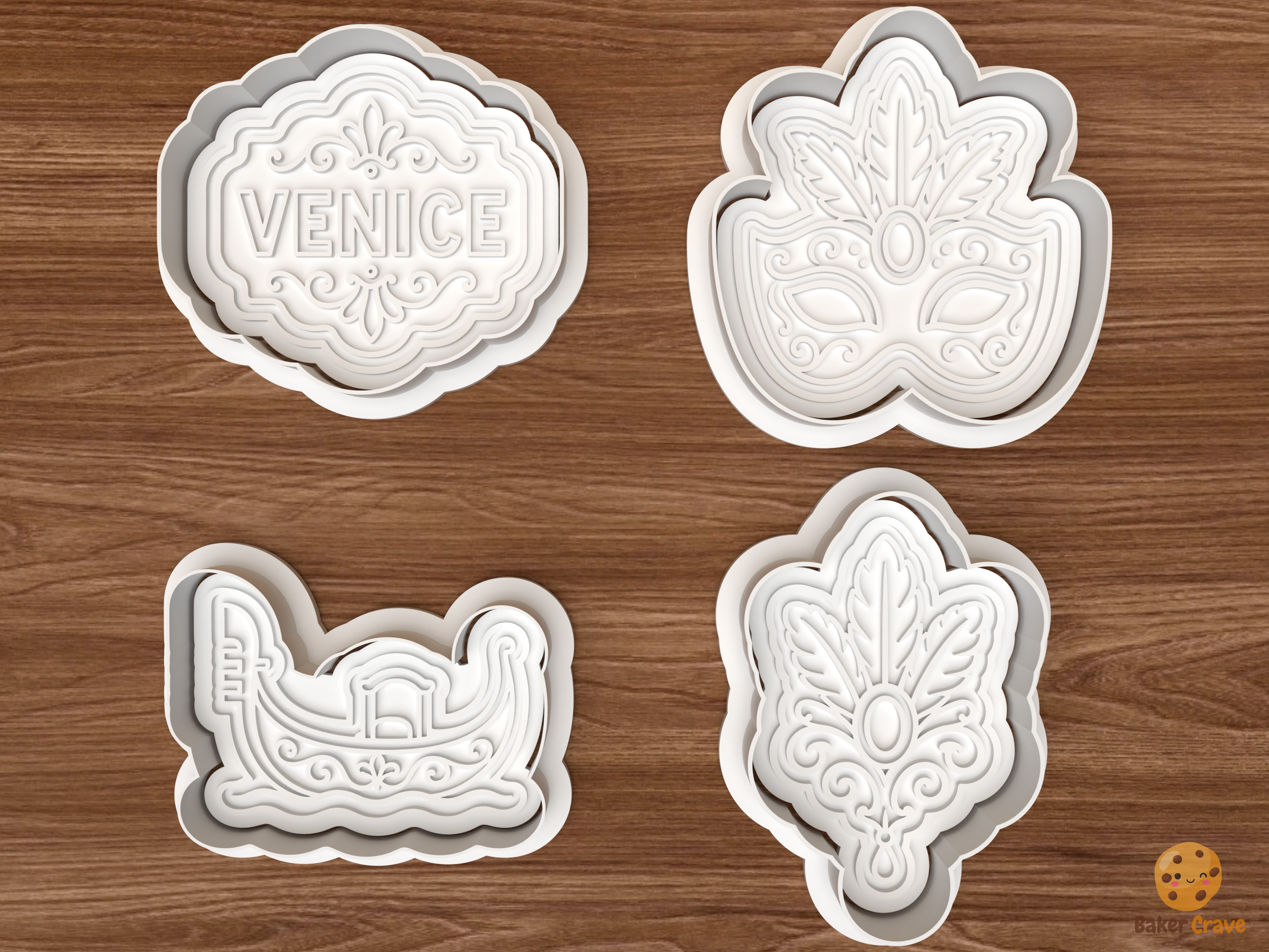 Venice Carnival Cookie Cutter Set STL File - 01 set main