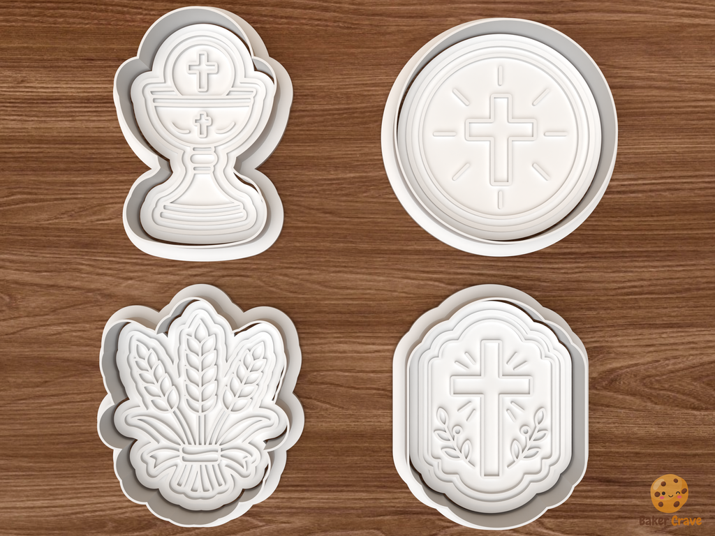 First Communion Cookie Cutter Set STL File - 01 set main