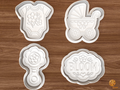 Floral Baby Shower Cookie Cutter Set STL File - 01 set main