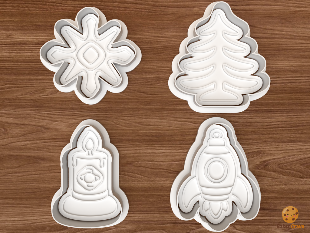 Atomic Kitsch Christmas Cookie Cutter Set STL File - 01 set main