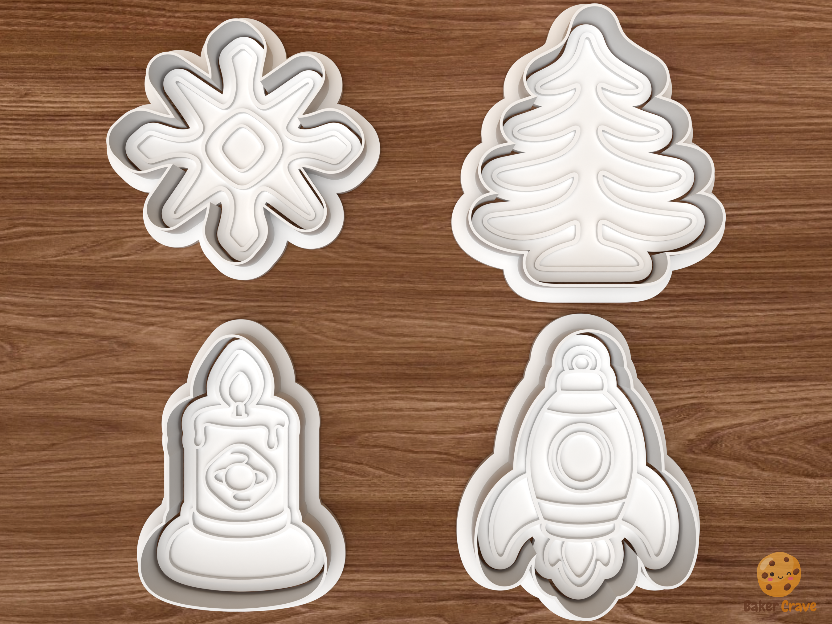 Atomic Kitsch Christmas Cookie Cutter Set STL File - 01 set main