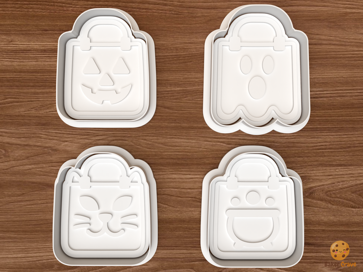 Trick Or Treat Bags Cookie Cutter Set STL File