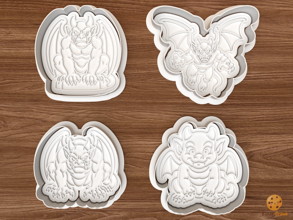 Halloween Gargoyle Cookie Cutter Set STL File - 01 set main