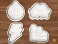 Disco Party Cookie Cutter Set STL File - 01 set main