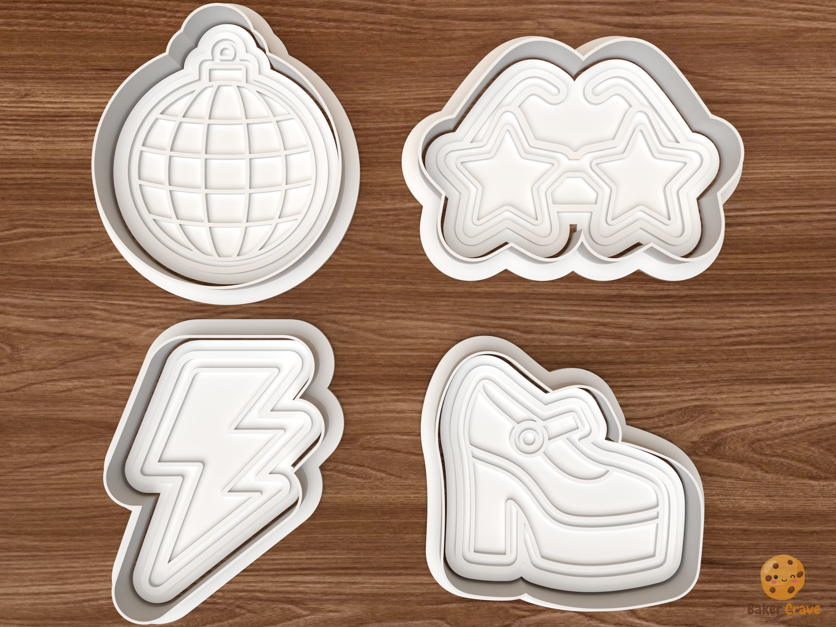 Disco Party Cookie Cutter Set STL File - 01 set main