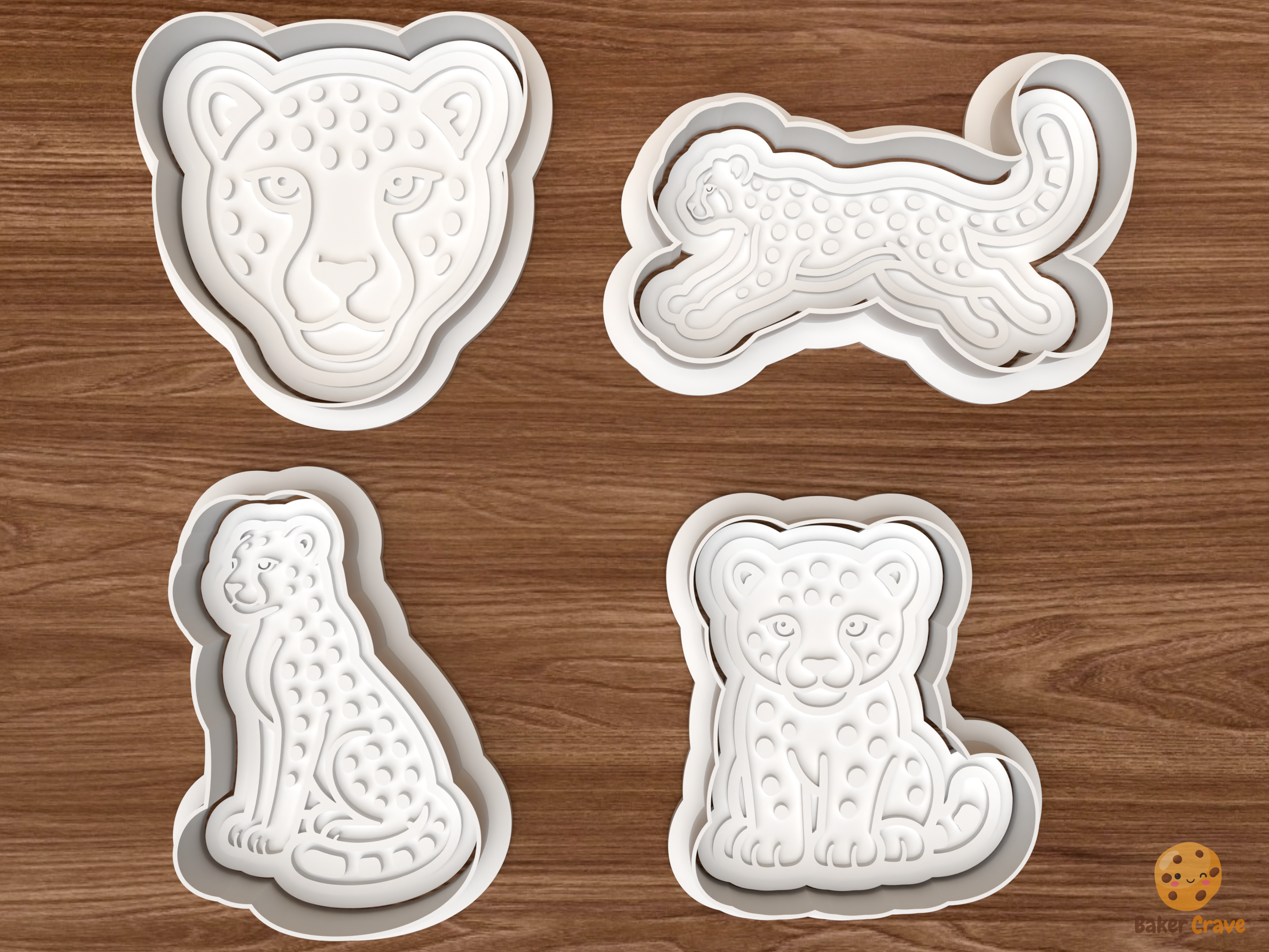 Cheetah Cookie Cutter Set STL File - 01 set main