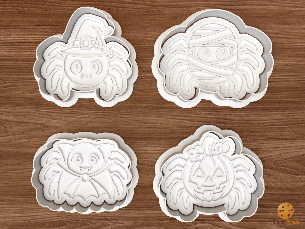 Halloween Spider Cookie Cutter Set STL File - 01 set main