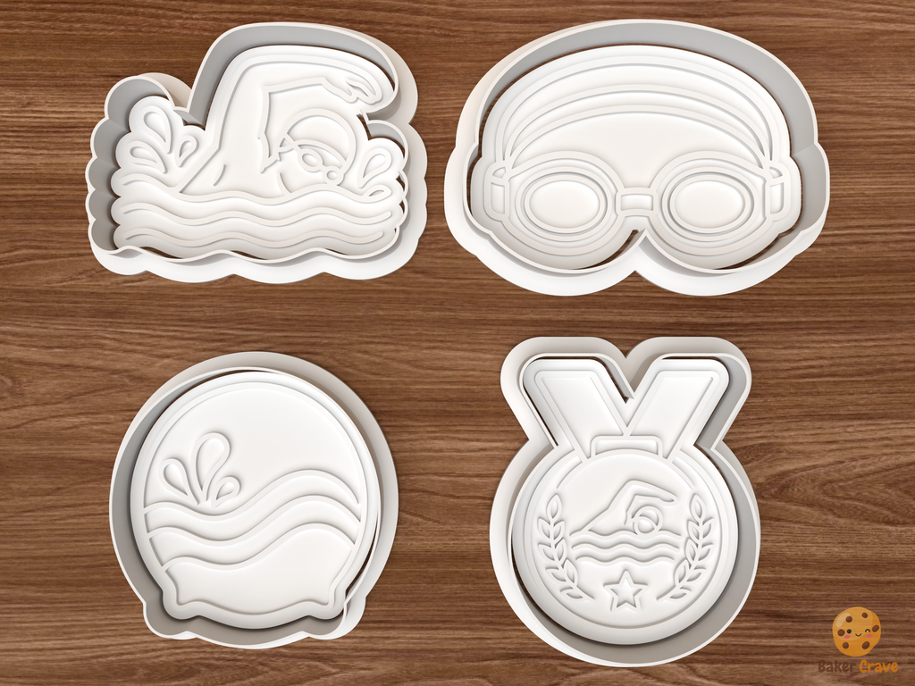 Swimming Cookie Cutter Set STL File - 01 set main