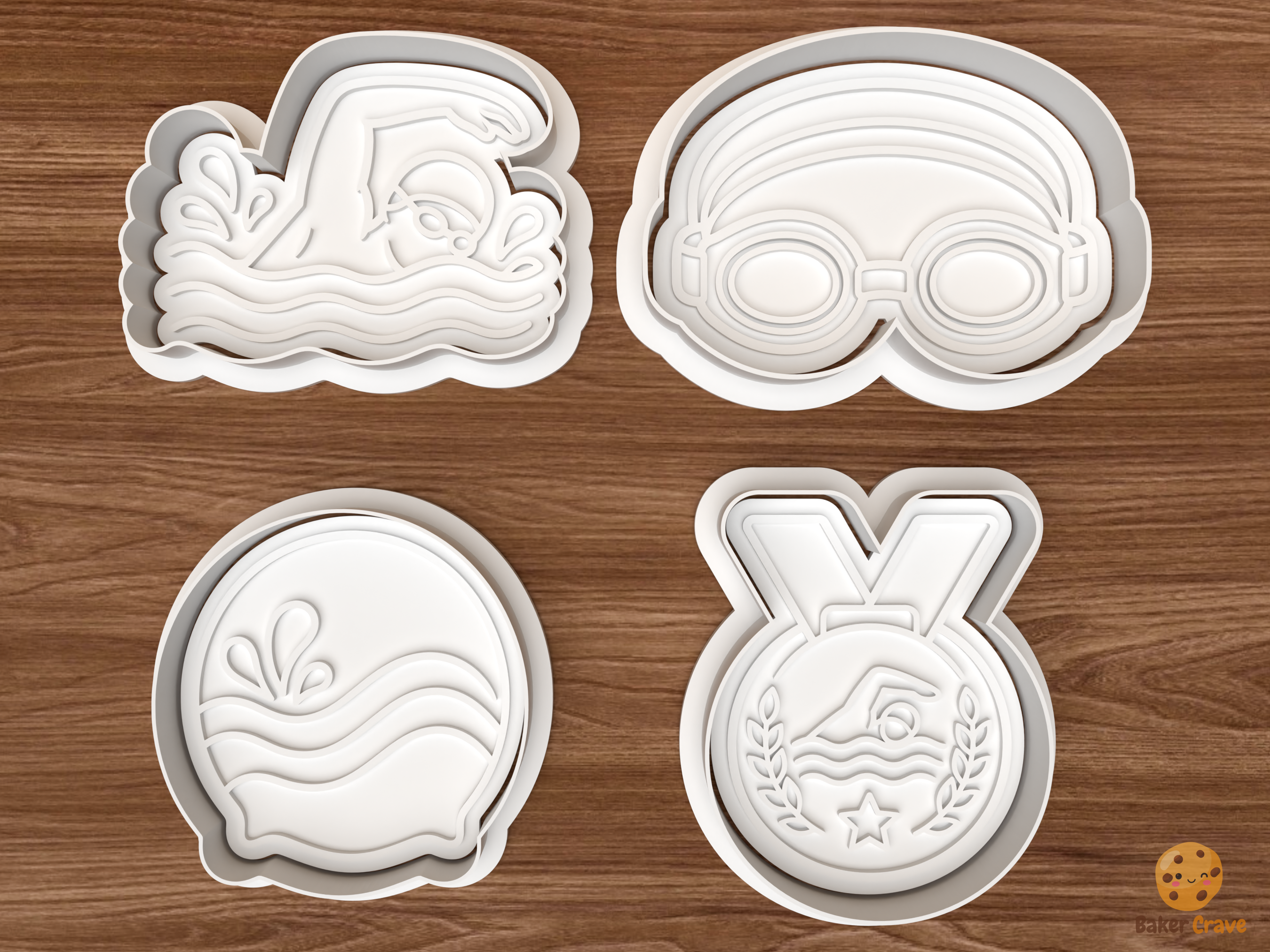 Swimming Cookie Cutter Set STL File - 01 set main