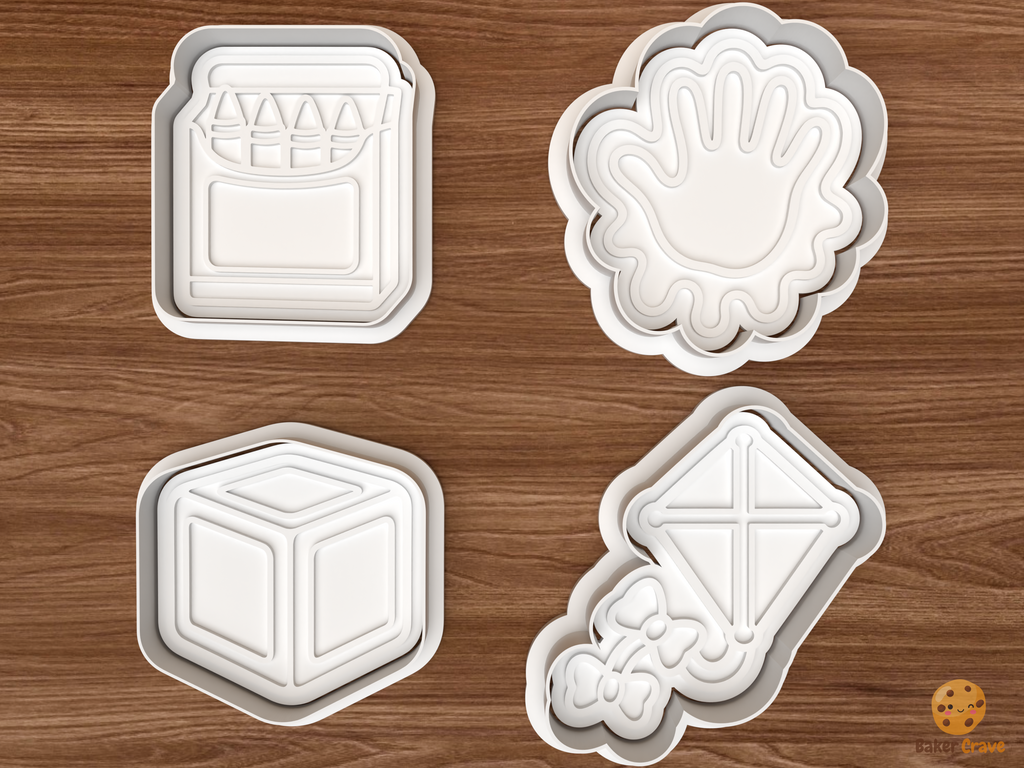 Kids Art Day Cookie Cutter Set STL File - 01 set main