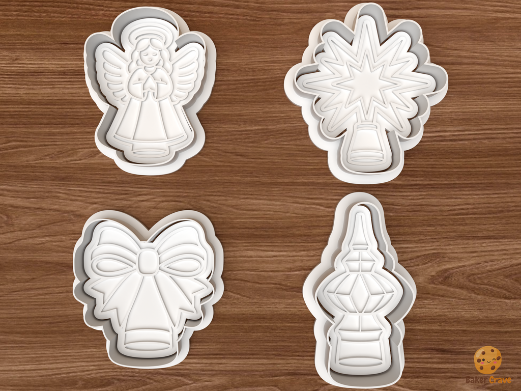 Christmas Tree Topper Cookie Cutter Set STL File - 01 set main