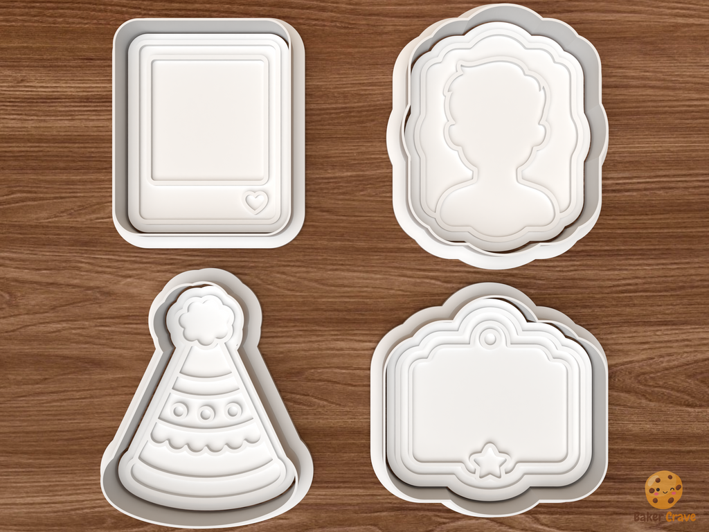 Birthday Party Cookie Cutter Set STL File - 01 set main