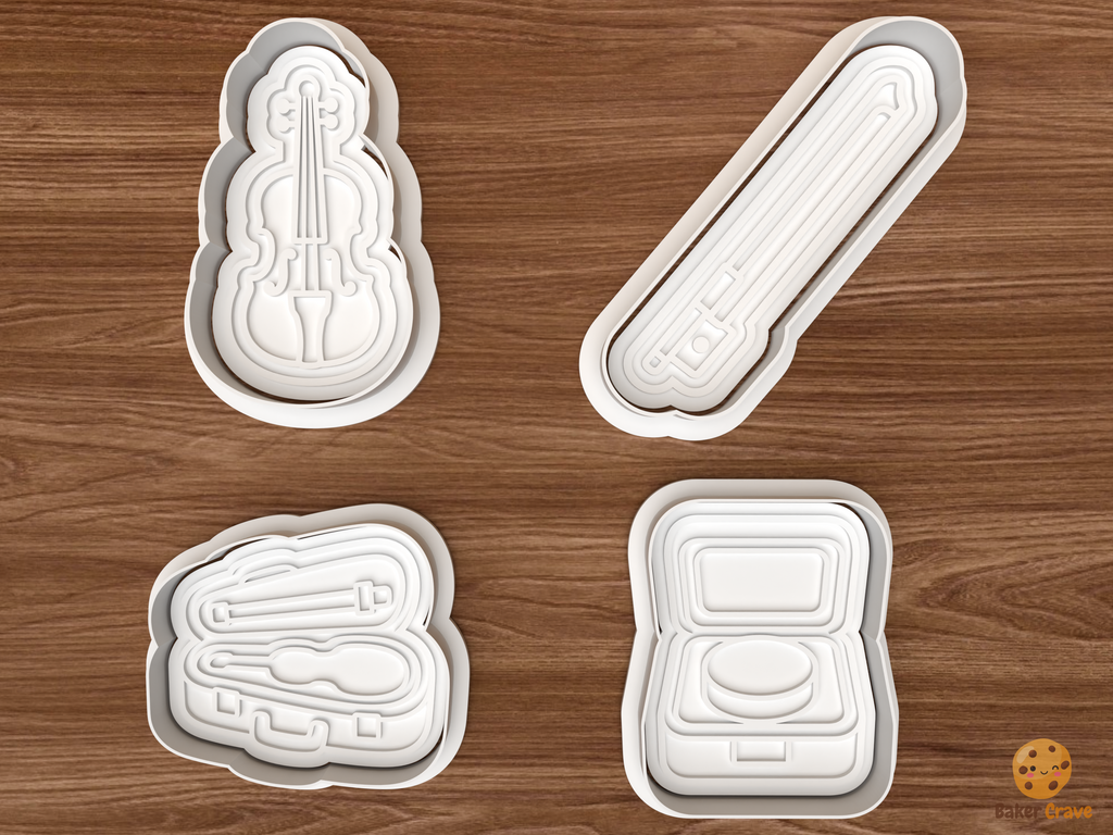 Violin Music Cookie Cutter Set STL File - 01 set main