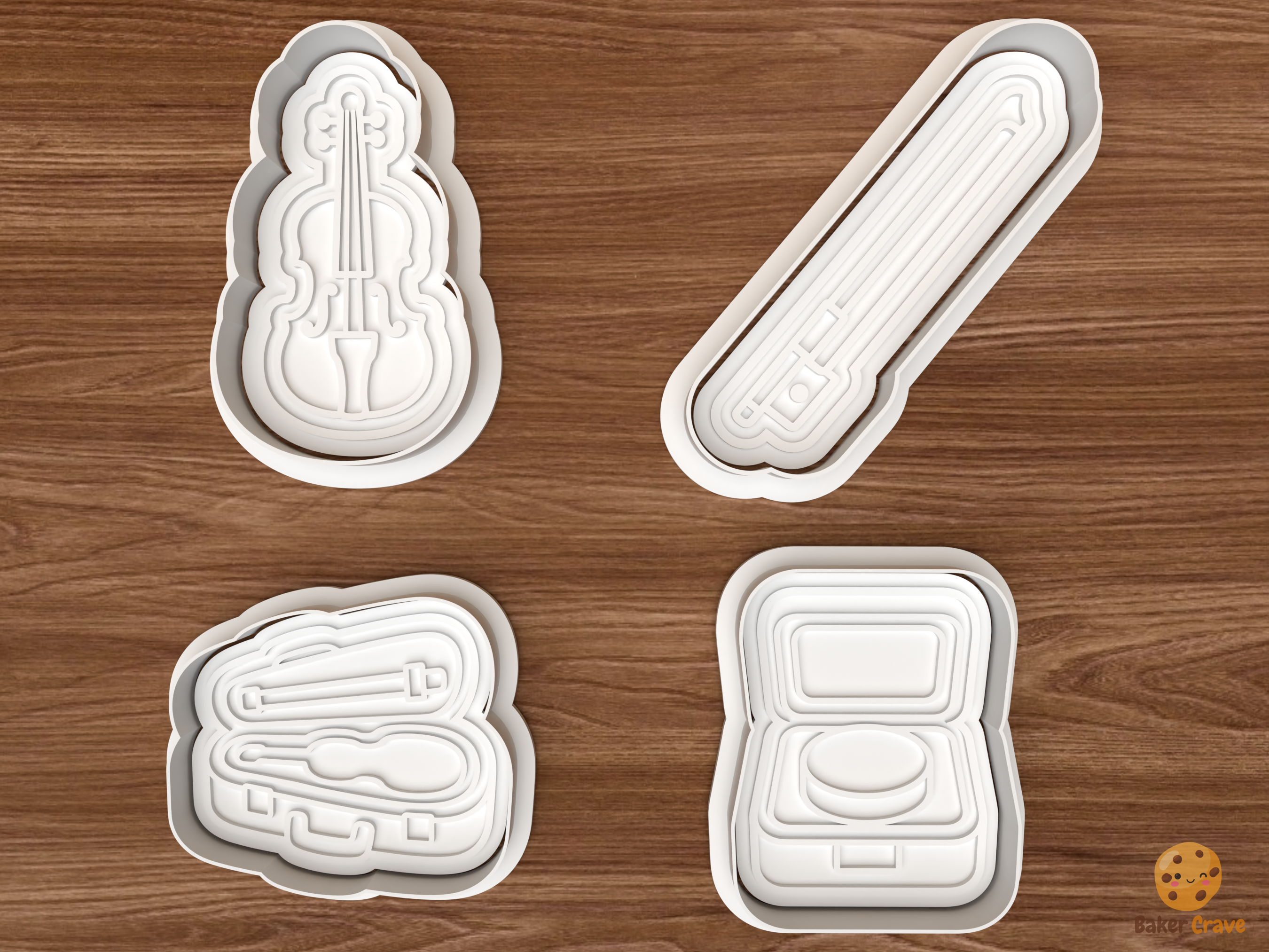 Violin Music Cookie Cutter Set STL File - 01 set main