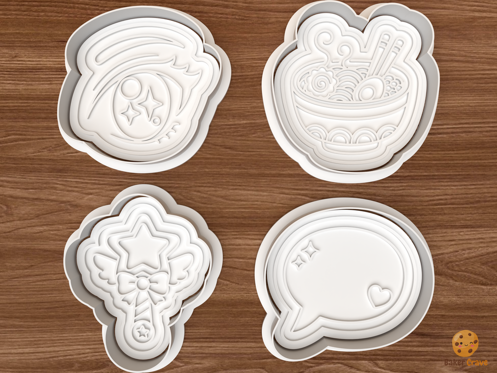 Kawaii Anime Cookie Cutter Set STL File - 01 set main