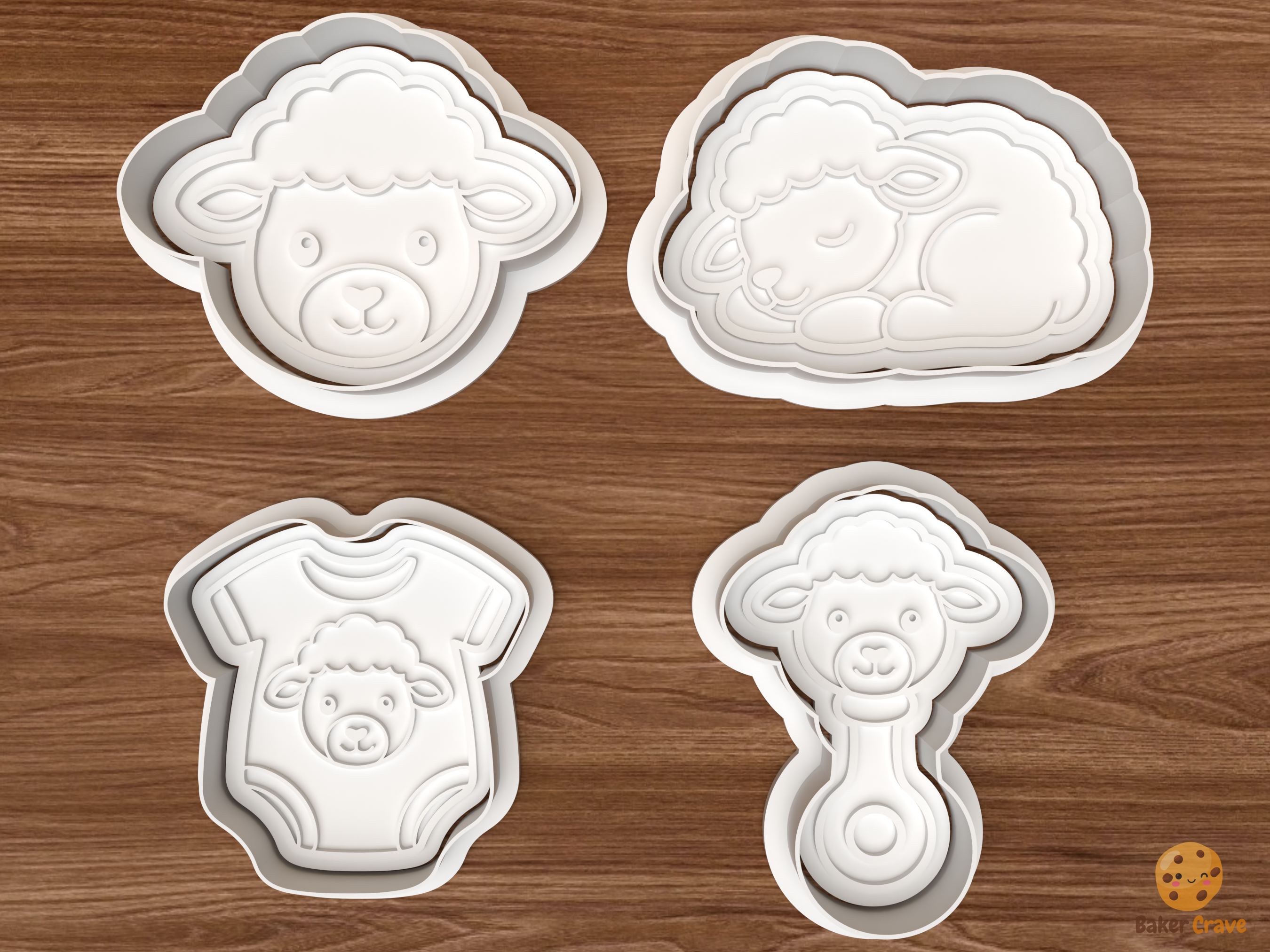 Little Lamb Baby Shower Cookie Cutter Set STL File - 01 set main