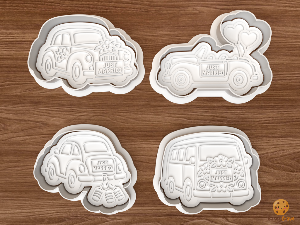 Just Married Getaway Cars Cookie Cutter Set STL File