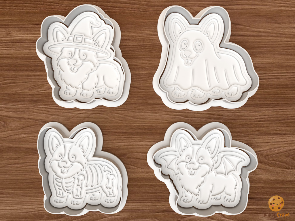Halloween Corgi Dog Cookie Cutter Set STL File - 01 set main