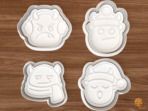Humbug Monster Grumpy Holiday Faces Cookie Cutter Set STL File
