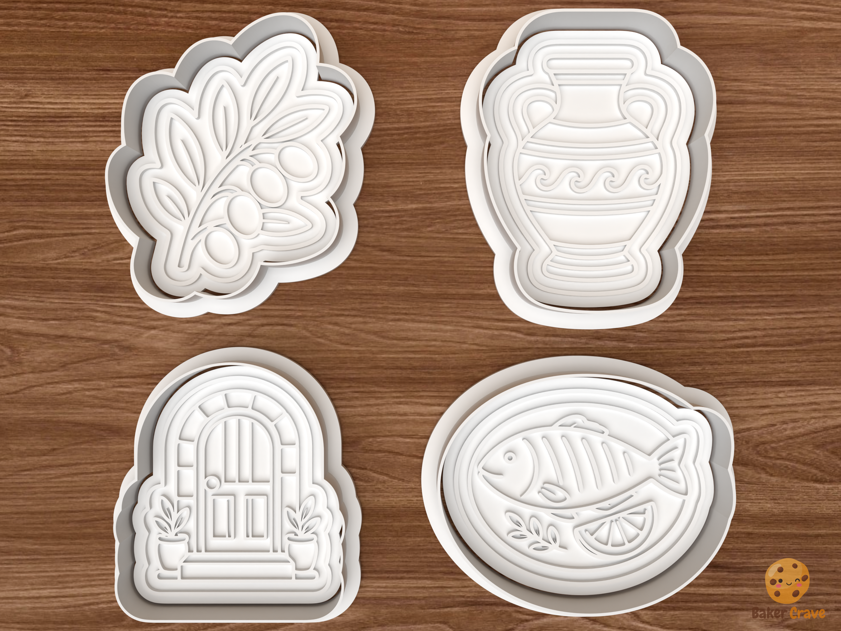 Mediterranean Kitchen Cookie Cutter Set STL File - 01 set main