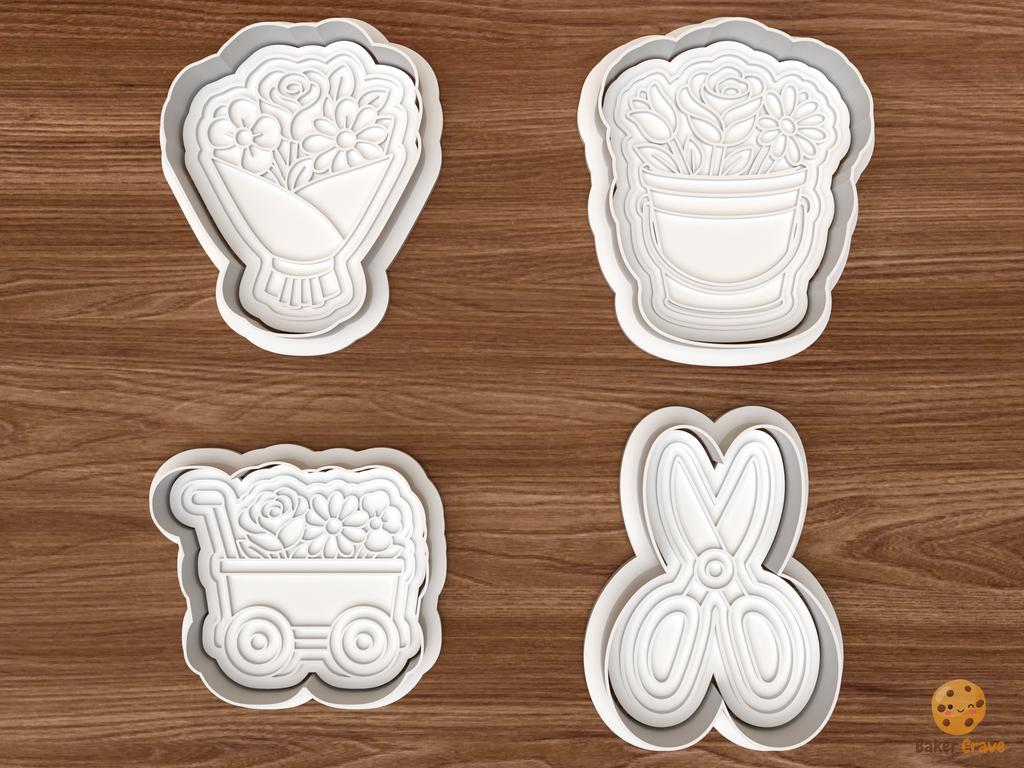 Wedding Flower Bar Cookie Cutter Set STL File