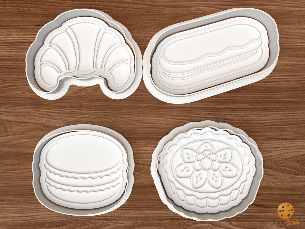 French Pastry Cookie Cutter Set STL File - 01 set main
