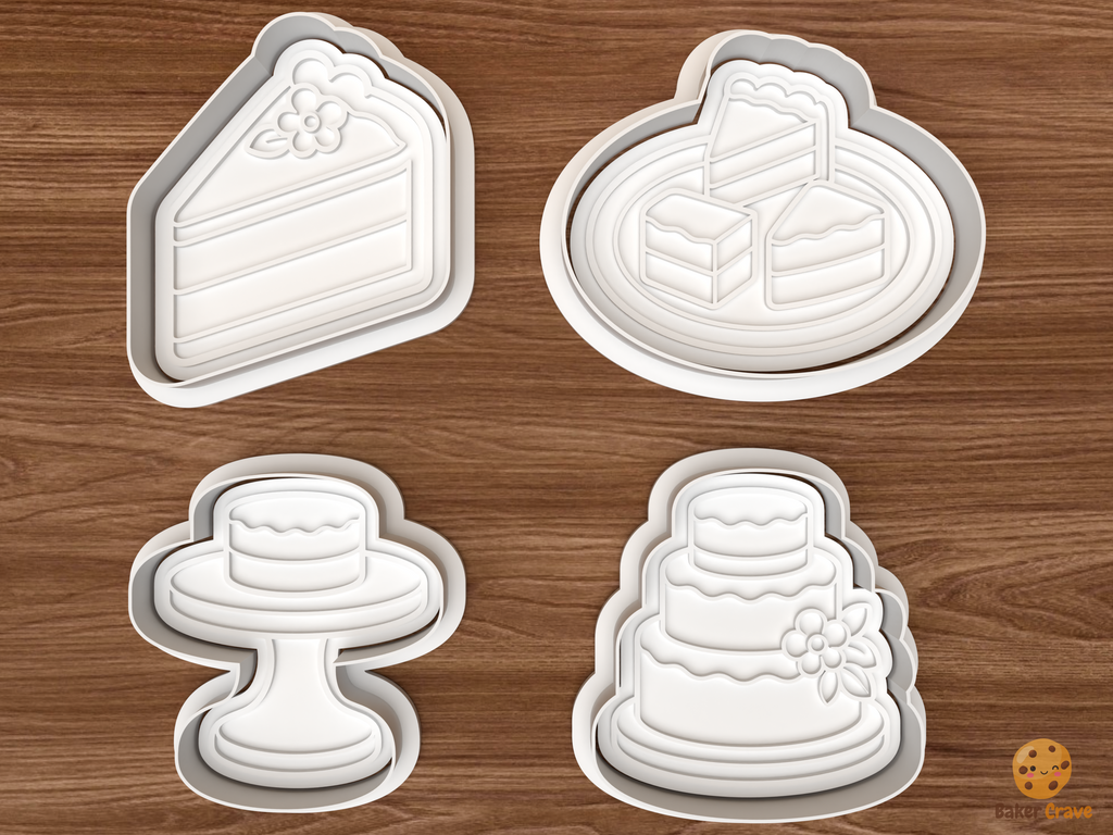 Cake Tasting Bridal Cookie Cutter Set STL File - 01 set main
