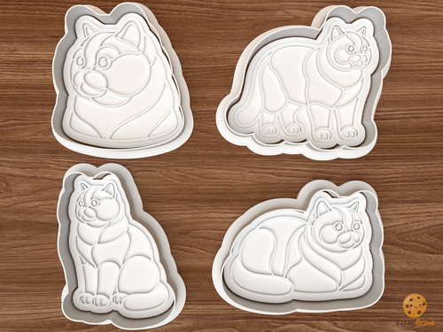 British Shorthair Cat Cookie Cutter Set STL File - 01 set main