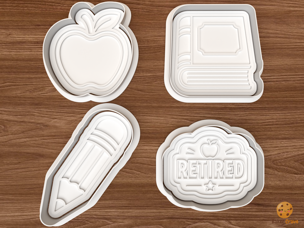 Teacher Retirement Cookie Cutter Set STL File - 01 set main