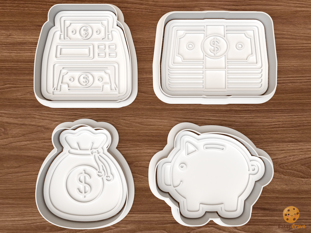 Money Savings Cookie Cutter Set STL File - 01 set main