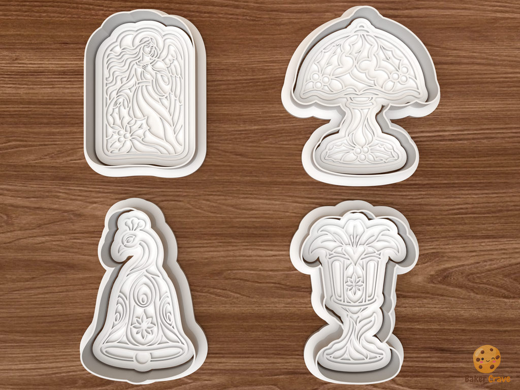 Art Nouveau Christmas Garden Cookie Cutter Set STL File - 01 set main