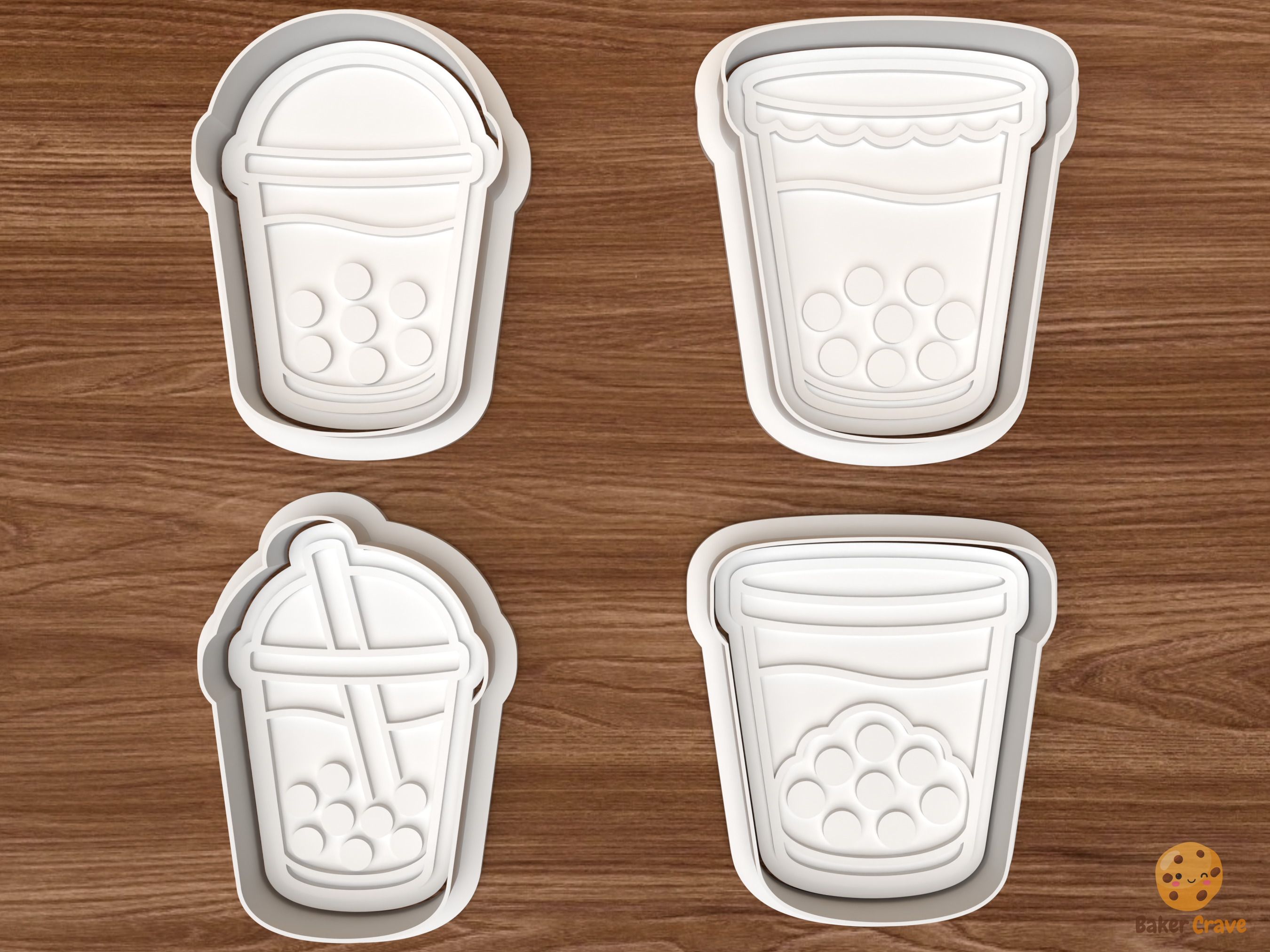 Boba Tea Cookie Cutter Set STL File - 01 set main