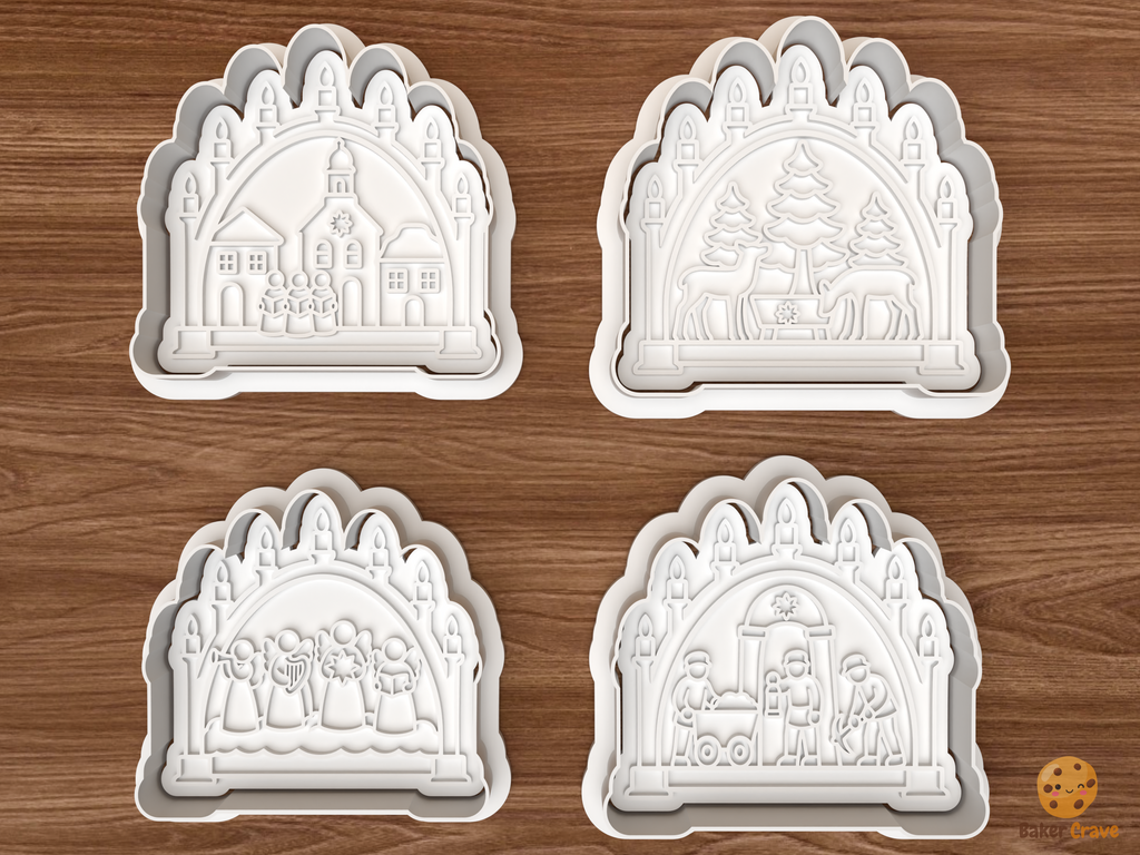 German Schwibbogen Candle Arch Cookie Cutter Set STL File - 01 set main