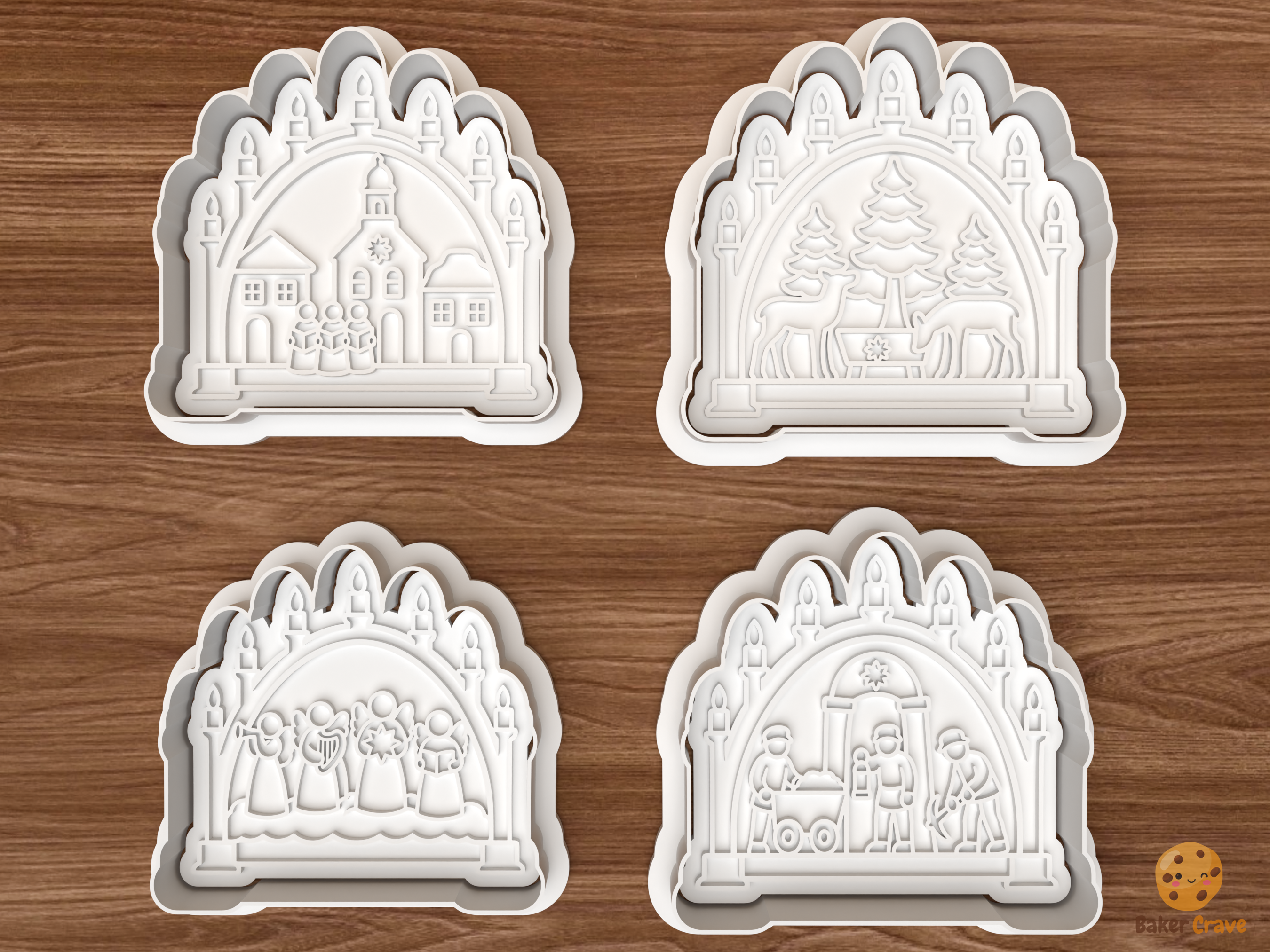 German Schwibbogen Candle Arch Cookie Cutter Set STL File - 01 set main