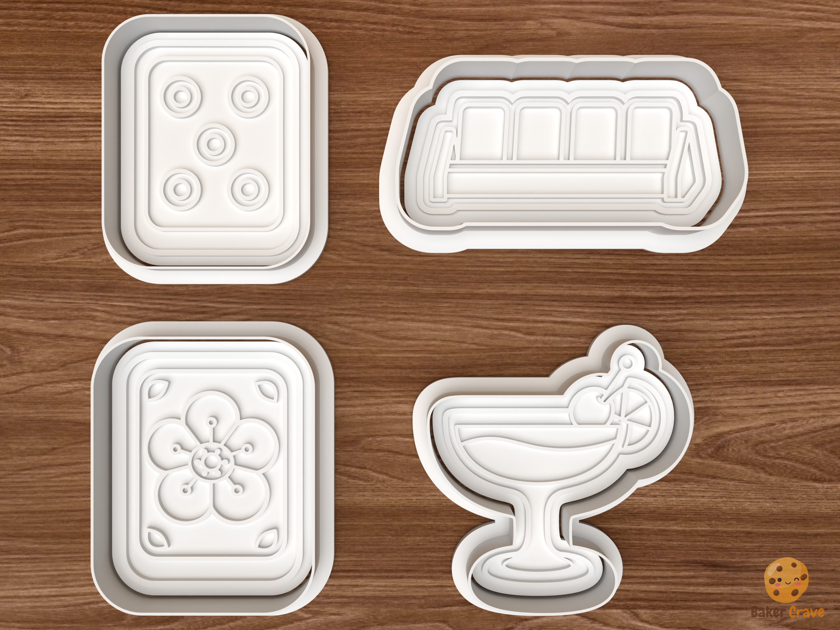 Mahjong Game Night Cookie Cutter Set STL File - 01 set main