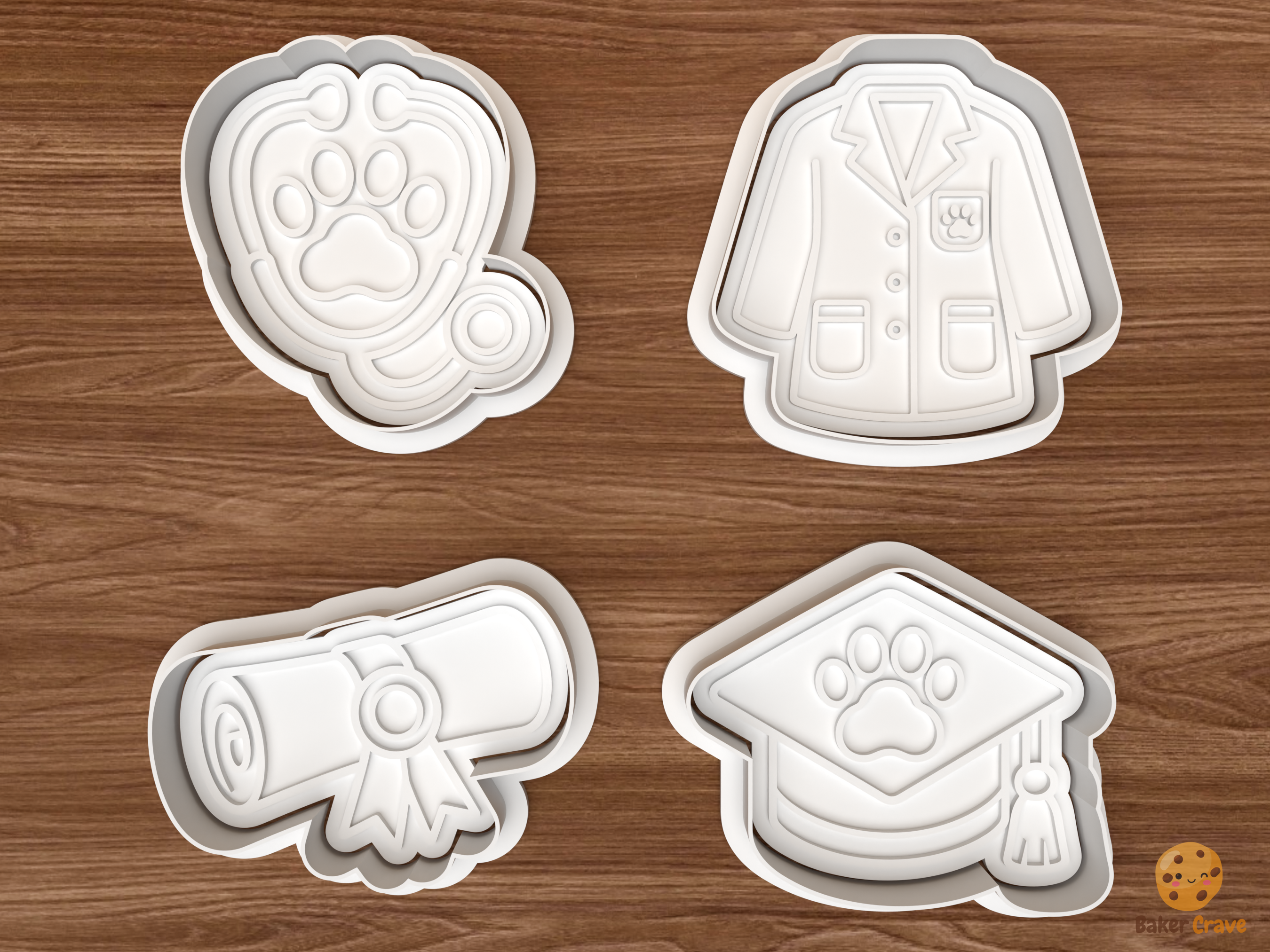 Veterinary Graduation Cookie Cutter Set STL File - 01 set main