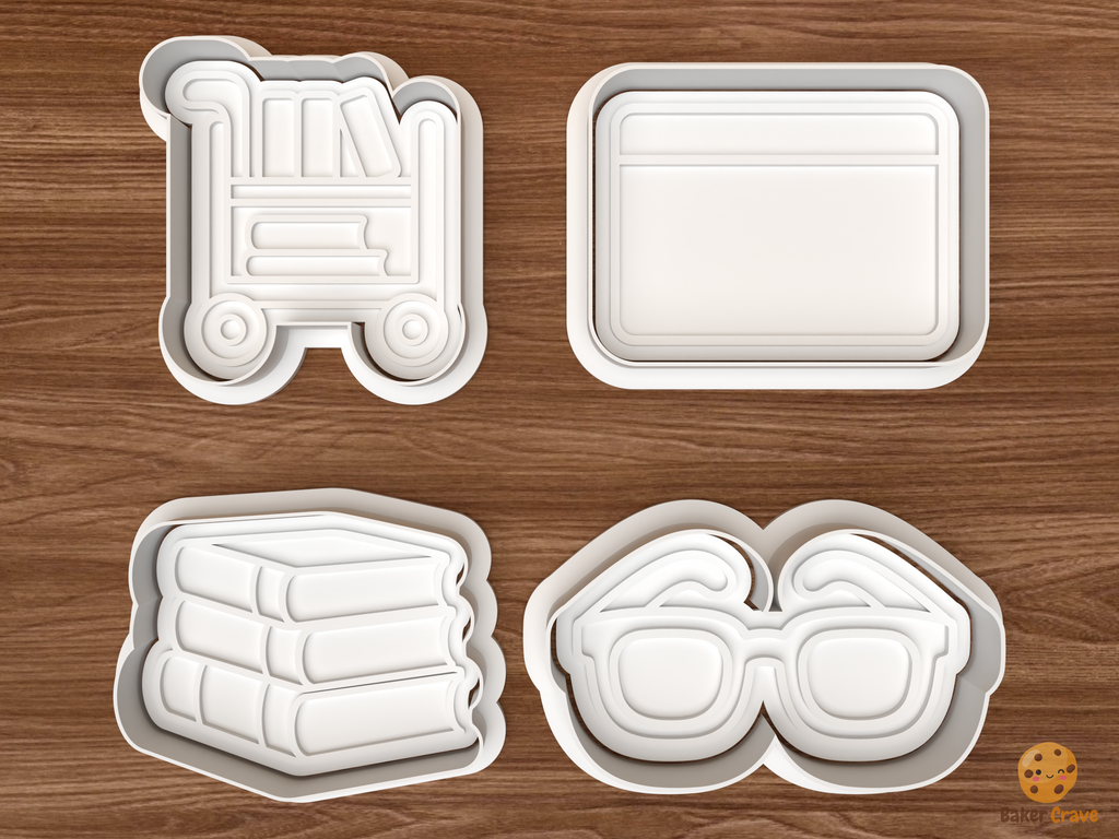 Librarian Cookie Cutter Set STL File - 01 set main