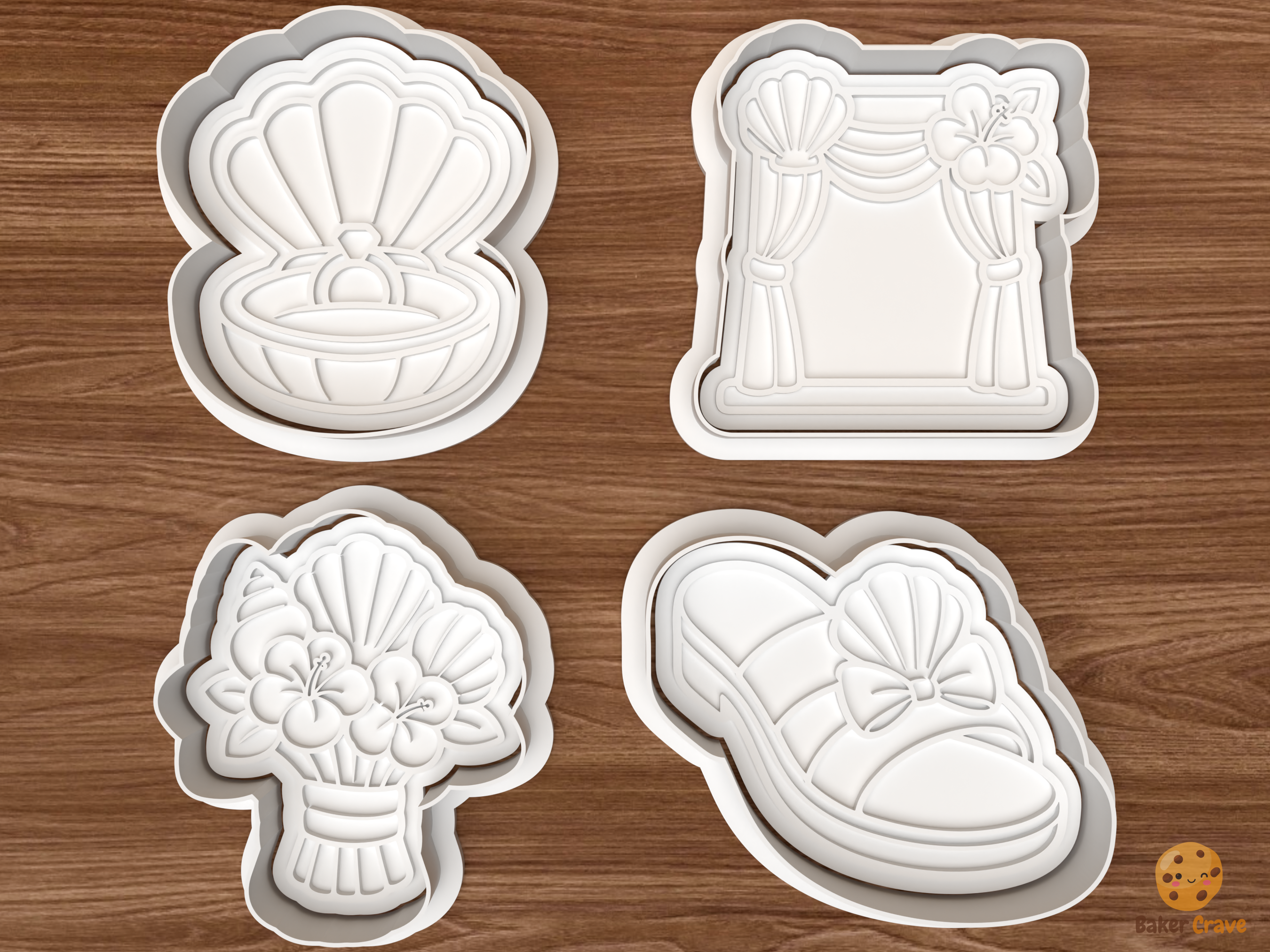Coastal Bride Cookie Cutter Set STL File - 01 set main