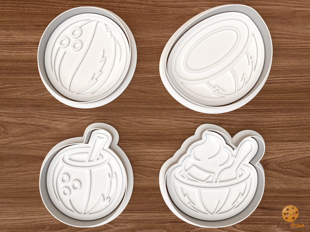 Coconut Tropical Cookie Cutter Set STL File - 01 set main
