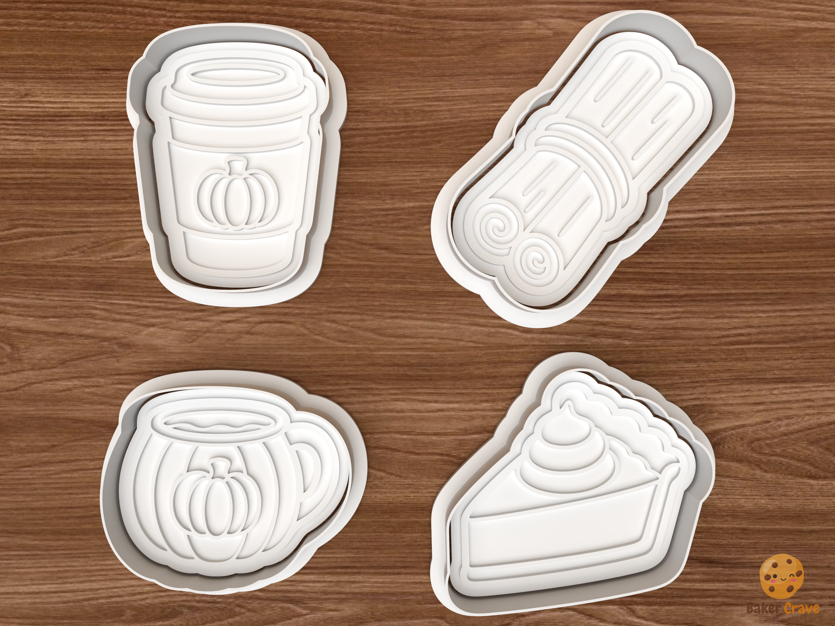 Pumpkin Spice Treats Cookie Cutter Set STL File - 01 set main