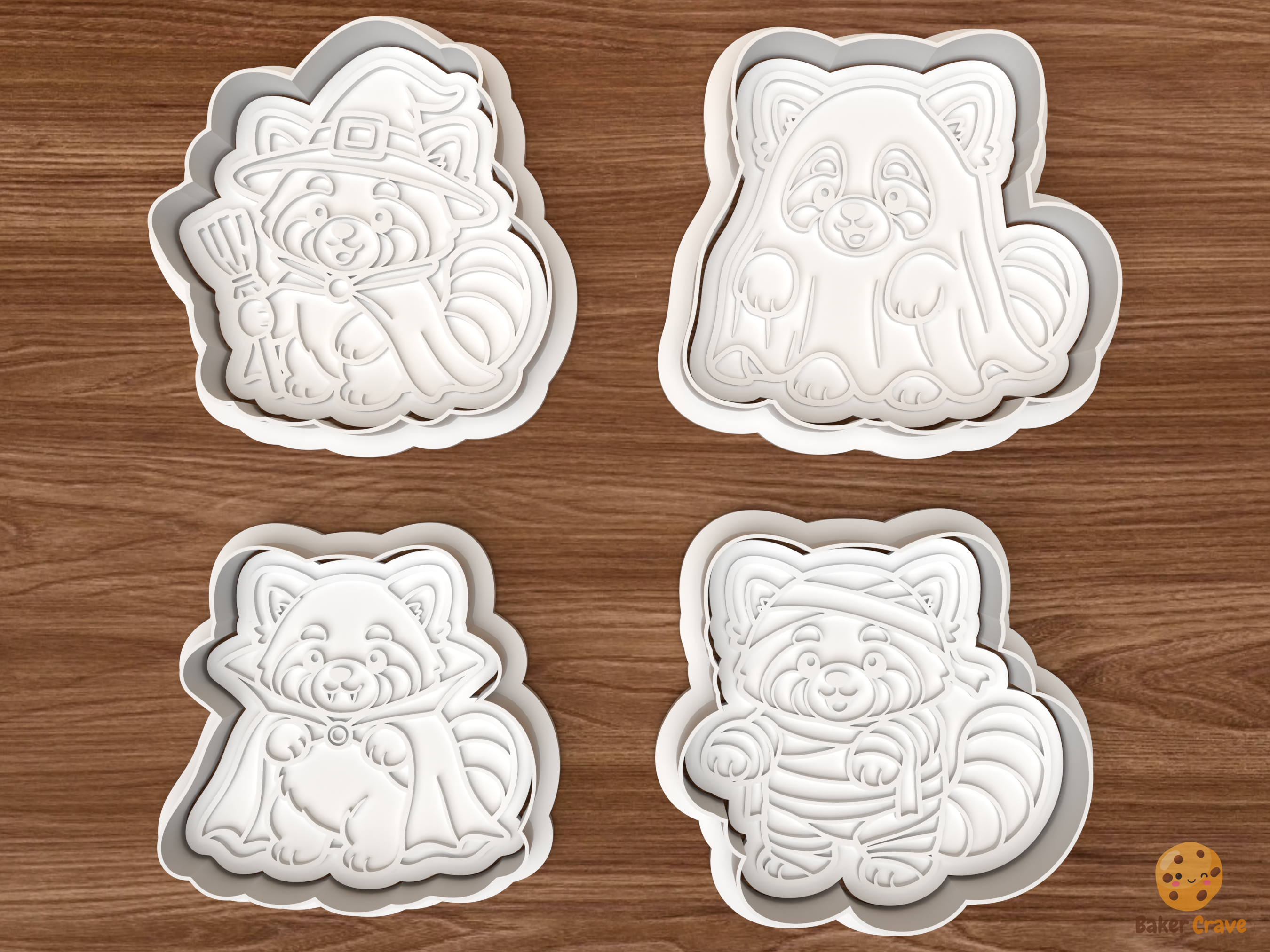 Halloween Red Panda Cookie Cutter Set STL File - 01 set main