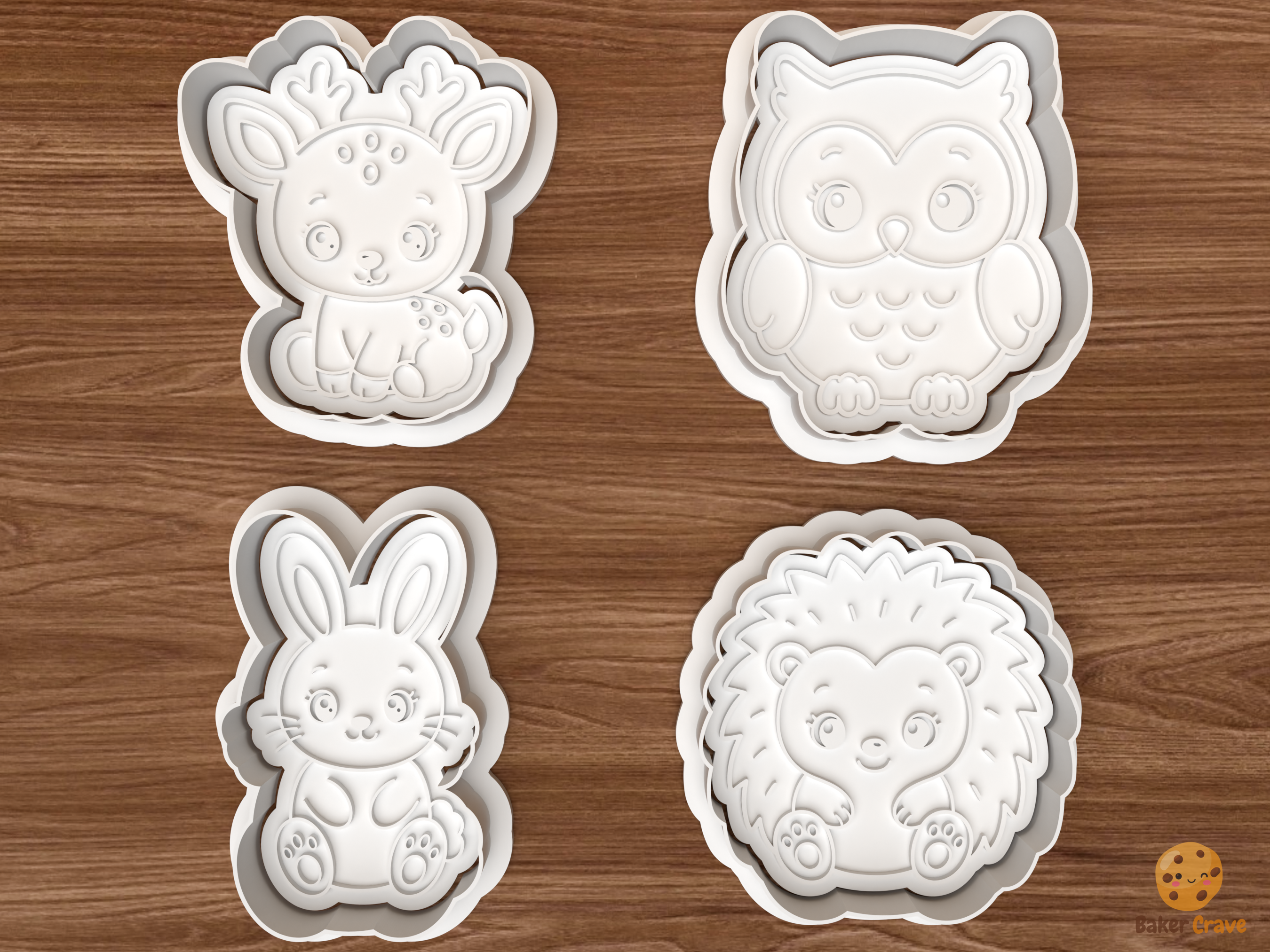 Cute Woodland Baby Animals Cookie Cutter Set STL File - 01 set main