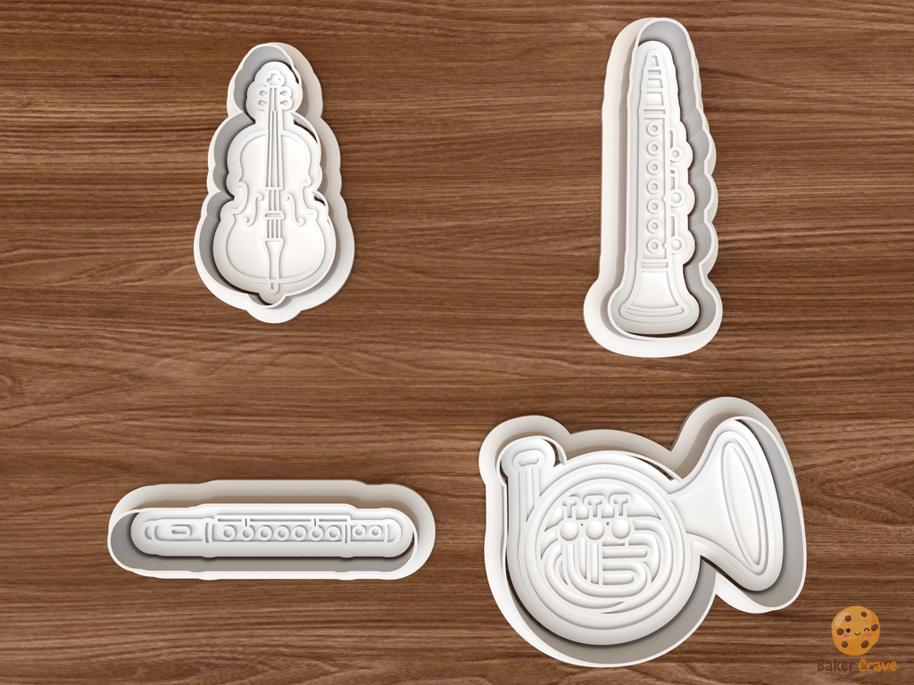 Orchestra Instruments Cookie Cutter Set STL File
