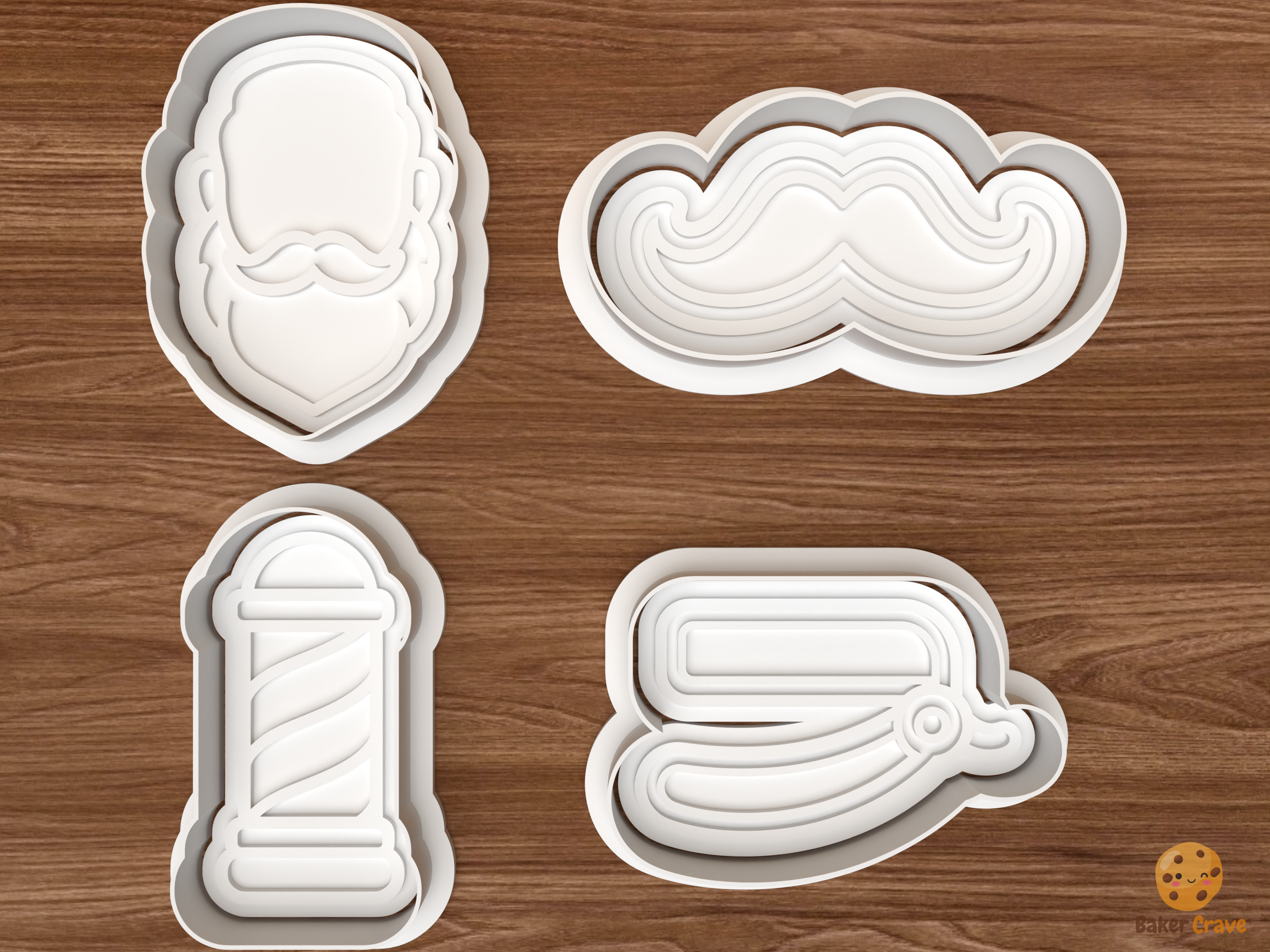 Barber Beard Cookie Cutter Set STL File - 01 set main