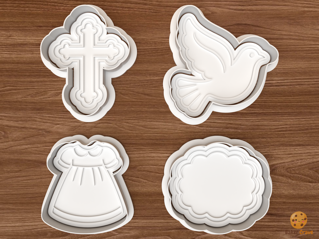Baptism Cookie Cutter Set STL File - 01 set main