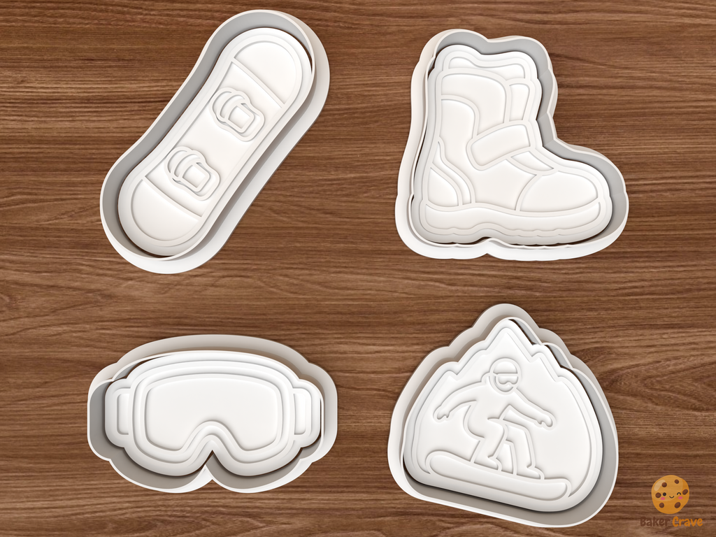 Snowboarding Cookie Cutter Set STL File - 01 set main