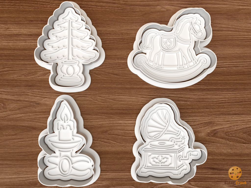 Edwardian Christmas Parlour Cookie Cutter Set STL File - 01 set main