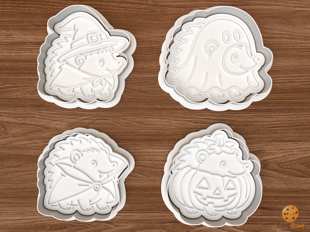 Halloween Hedgehog Cookie Cutter Set STL File - 01 set main
