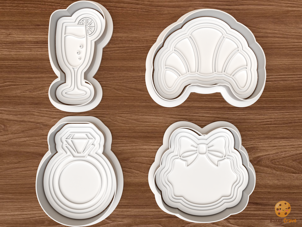 Bridal Brunch Cookie Cutter Set STL File - 01 set main